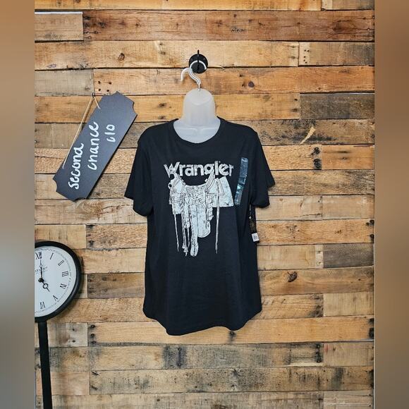 Wrangler Retro Women's Charcoal Colored Graphic Saddle Shirt Size L NWT - Picture 1 of 13